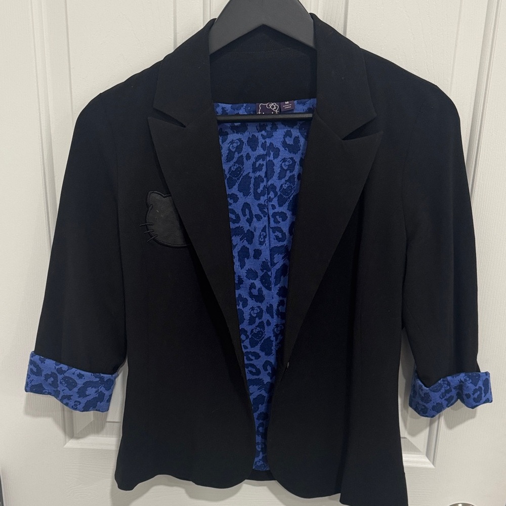 Hello Kitty Black Blazer with Blue Leopard Lining